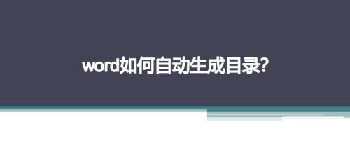 Word自动生成目录教学（快速学会使用Word生成目录）  第1张